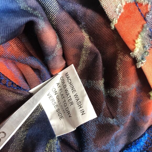 Creation Top Womens M Rainbow Tie Dye Burnout Textured Pocket Tunic Boho Artsy - Picture 9 of 16